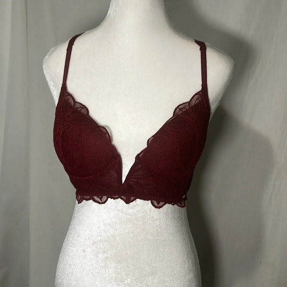 maroon / burgundy / wine Victoria's Secret PINK date push up bralette size small - Picture 1 of 4